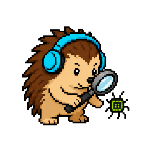 Bugspike, an original Hedgehog debugger Codex pet illustrating Fix an Invalid pet.json