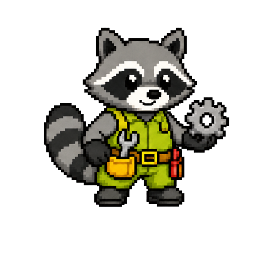 Gearstripe, an original Raccoon mechanic Codex pet illustrating Codex Pets Help